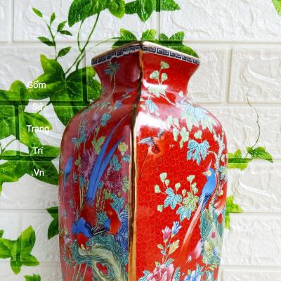 Bình Tứ Giác họa tiết Tứ Quý